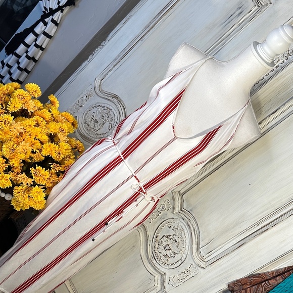 Faithful Striped Red and White with spaghetti straps Women's Maxi Dress - Picture 4 of 11